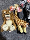 2008 Ty Madagascar Beanie Babies Plushie Lot Of 4 - Alex  Marty  Melman  Gloria