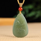 Natural Hetian Jade Icy Green Hand Carved Pendant Chinese Zodiac Sign Rooster    