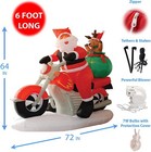 6  Long Lighted Christmas Inflatable Santa Claus   Reindeer On Motorcycle