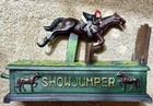 Vintage Style Cast Iron Mechanical Bank  showjumper  With Horse   Jockey  Works