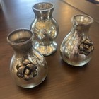 Set Of 3 Mercury Glass Vases Silver Decorative Bottle Bud Vase Lot Decor Trio