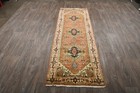 3x8 Orange Vintage Indian Heriss Runner  Hand-knotted Wool Rug