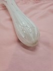 11 Inch White And Clear  Swung Art Glass Flower Bud Vase Hanging Wall Pocket 
