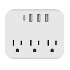 3 Outlet Extender 1800j Surge Protector With 4 Usb Charger Port Wall Adapter Tap