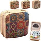 Vintage Floral Printing Sewing Kit Box Thread Needle Scissor Tape Measure Travel