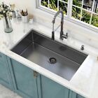33 Inch Black Stainless Steel Kitchen Sink Undermount Workstation Sink 16 Gauge
