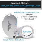 40x Jewelers Loupe Magnifier Light Jewelry Eye Loop Pocket Magnifying Glass Coin