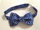 New Custom Mens Bow Tie Pre-tied Adjustable Blue black Floral Handmade Bowtie