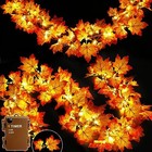 Timer   Thicker Leaves - 2 Pack Fall Garland With Lights Fall Decor Total 80 