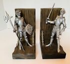 Vintage Set Medieval Knights 8    Bookends Wood   Plastic Unbranded