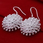 Pretty New Sterling Silver Plated Round Firework Ball Disc Dangle Drop Earrings