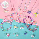 Lorfancy 18 Pcs Kids Jewelry For Girls Bracelets Necklaces Rings Set Toddler Uni