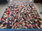 Vintage Hand Sewn Crazy Quilt 1930s Satin Silk Rayon 70x75