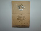 Vtg Christmas Card Silhouetted Black Pines Home Silver Trim 1930 s