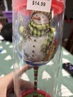 Christmas wine Glass  hand Painted nib
