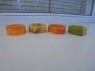 Lot Of 4 Vintage Marbled Bakelite Napkin Rings Hexagon Shape