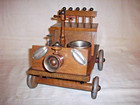 Antique Cigar Cigarette Smoking Set Automobilia Oak Cigar Cutter Match Holder