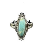 Vintage Navajo Style Turquoise Ring - Sterling Silver  Size 8 25  Estate Jewelry