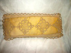 1890s Victorian Pillow Pin Cushion Hatpin Lg Silk Crochet Yellow Faded Not Used
