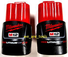  2  New Genuine Milwaukee M12 48-11-2420 2 0 Ah Batteries Cp 12v 12 Volt