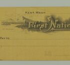 Vintage First National Bank Blank Check Mt Rainier Art Kent Wash