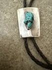 Carlos Diaz Vintage Western Boho Sterling Silver Turquoise Bolo Tie And Tips