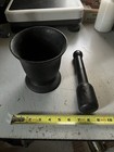 Large Rare Antique 19th Century Handmade Solid Heavy Cast Iron Mortar And Pestle