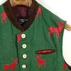 Genuine Steindl Trachten Vest Mens 54 Green Red Brown Canvas Leather Waistcoat Gilet