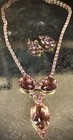 Antique Czech Czechoslovakia Bohemian Amethyst  Glass Rhinestone Demi Parure Set