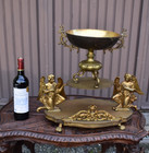 Antique 1800s French Bronze Wafer Eucharistic Scale With Angels Lion Paws Rare