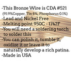 Solid Bronze Wire - Round  Square  And Half Round