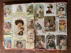 Antique 1880s Victorian Scrapbook Hand Sewn Album Die Cut Cards Ephemera
