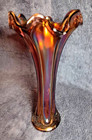Antique Imperial Carnival Glass Swung Vase  11  Amethyst Parlor Panels 