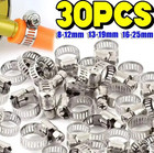 30pcs Adjustable Stainless Steel Hose Clamps For Car Fuel   Water Pipes - New