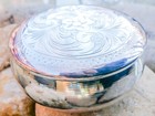 Antique Gd Sordini Florence Italian 800 Silver Glass Trinket Box Inciso A Mano