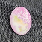 Vintage Porcelain Stud Button Pink Flowers Oval 1 25 