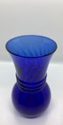 Vintage Indiana Glass Cobalt Blue Vase Swirl Ribbed Pattern 6 5  Tall