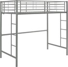 Silver Metal Twin Over Loft Bunk Bed Twin Size Bedframe With Ladder Best Quality