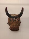 Vintage Antique Mexican Folk Art Dance Festival Mask Veracruz Mexico Horned Bull