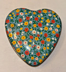 Vintage Heart Shaped Tin Daher Floral England 4  Blue Box Storage Retro Small