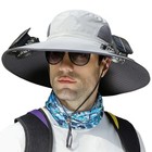 Solar Fan Hat  Men Sun Hat With 2 Solar Fan  Wide Brim Solar Fan Outdoor