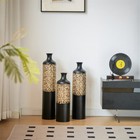 Floor Vases Decorated Black gold Metal Vases Set Of 3 Gorgeous Home Decoration