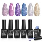 6 Colors Reflective Glitter Gel Nail Polish Kit - Holographic Sparkle  Soak Off