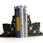 Cast Iron Fleur De Lis Bookends Pair Of 2 Distressed Patina Rustic Decor Vintage
