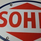 Vintage Porcelain Gasoline Sign - Sohio Gas Motor Oil Service Ohio Pump Sign