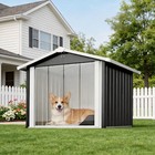 Large Metal Dog House Outdoor Indoor Pet Dog Shelter W  Pvc Door For Large Dogs