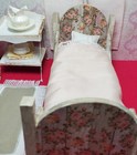 Miniature Dollhouse Furniture Shabby Pink Floral Single Bed