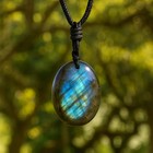 Labradorite Stone Pendant Natural Healing Crystal Amulet Necklace Gift For Women