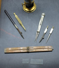 Antique 1930s English Brass Scientists Field Microscope  With Solid Boxwood Case