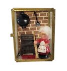 Vtg  Glass Diorama  Grandma Figurine Cooking Kitchen Christmas Display Case